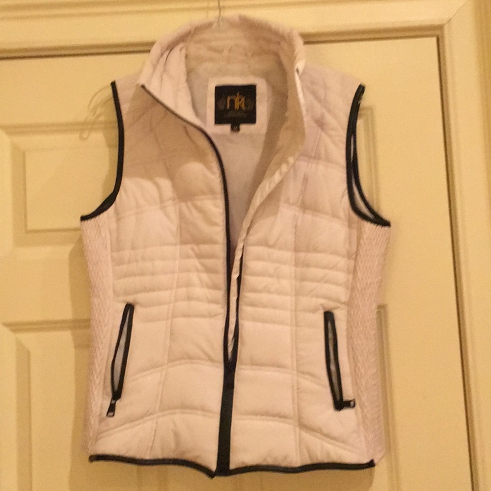 Cream with black trim quilted vest